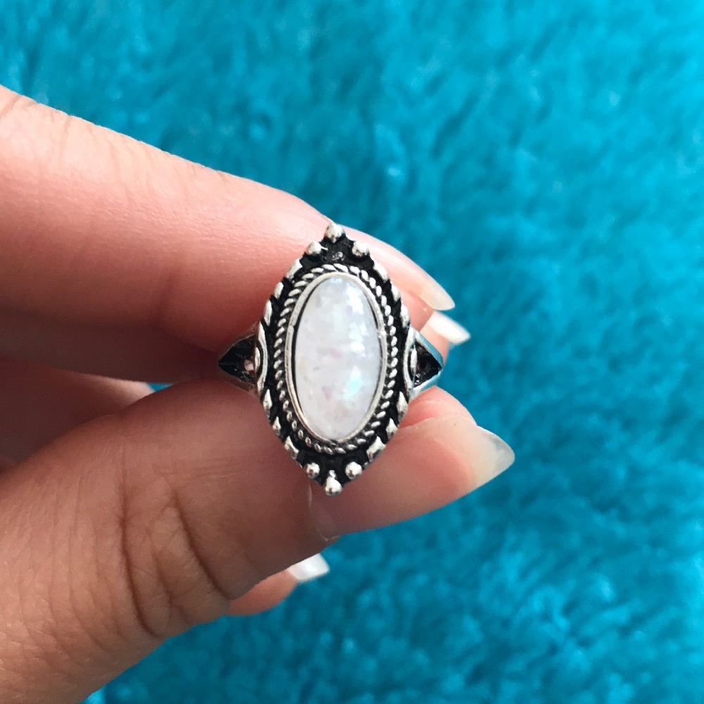vintage white opal ring